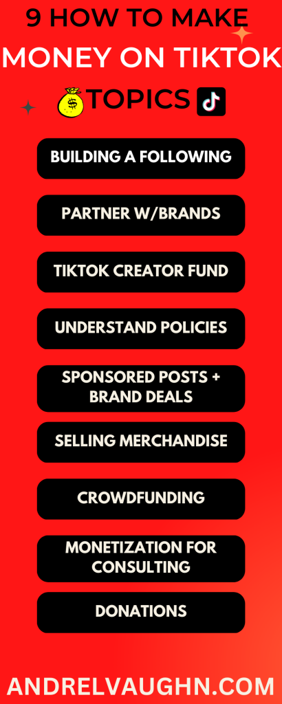 9 How To Make Money On TikTok Topics Pinterest Infographic