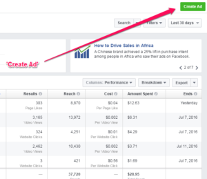 Create Ad Post Facebook ad Manager