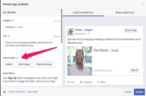 Creating Ads Facebook Sign Up Tab