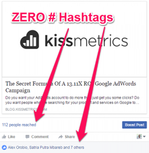 how to use facebook hashtags without engagement